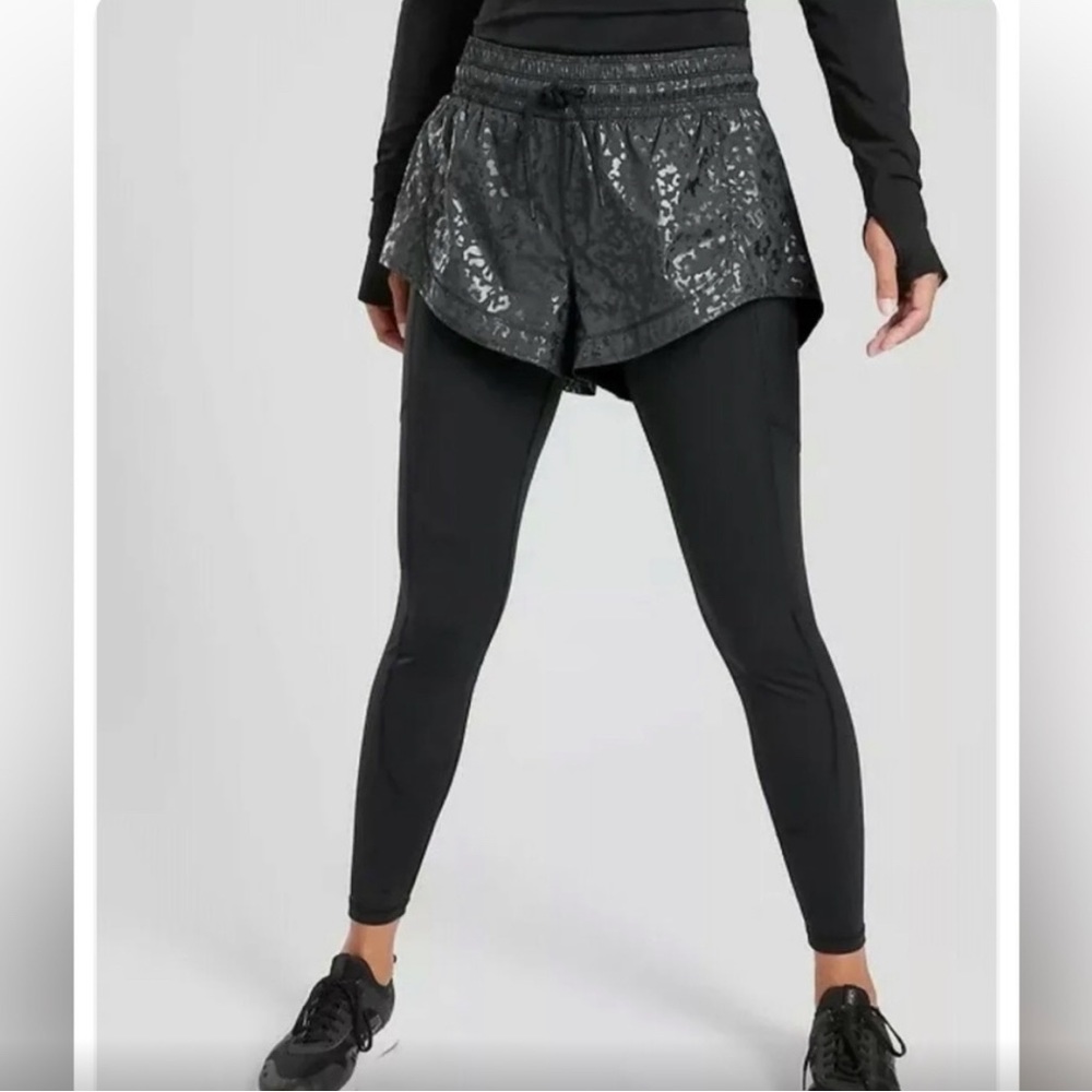 ATHLETA Women Leggings Navy Blue MP Rainier 2 in 1 High Rise